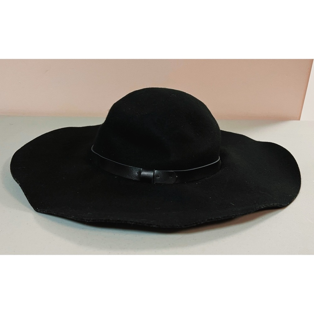 H&M Black Brimmed Belted Floppy Hat Sun Summer Cap Size L 🖤 #whimsygoth #goth